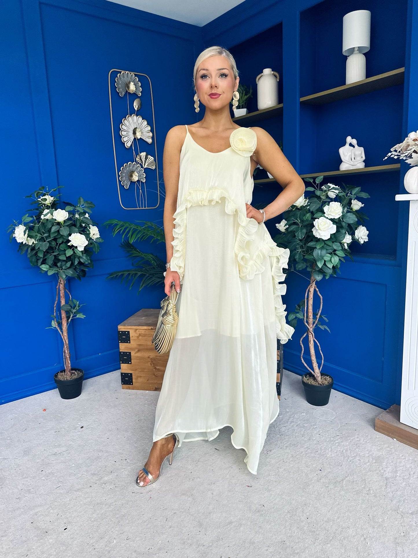 Frida Drap Detail Occasion Dress Yellow