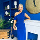Donna Asymmetric Neckline Midi Dress Cobalt