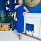 Donna Asymmetric Neckline Midi Dress Cobalt