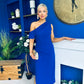Donna Asymmetric Neckline Midi Dress Cobalt