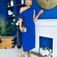 Donna Asymmetric Neckline Midi Dress Cobalt