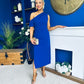 Donna Asymmetric Neckline Midi Dress Cobalt