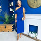 Donna Asymmetric Neckline Midi Dress Cobalt