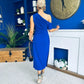 Donna Asymmetric Neckline Midi Dress Cobalt