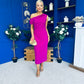 Donna Asymmetric Neckline Midi Dress Orchid