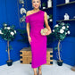Donna Asymmetric Neckline Midi Dress Orchid
