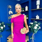 Donna Asymmetric Neckline Midi Dress Orchid