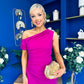 Donna Asymmetric Neckline Midi Dress Orchid