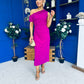 Donna Asymmetric Neckline Midi Dress Orchid