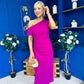 Donna Asymmetric Neckline Midi Dress Orchid