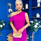 Donna Asymmetric Neckline Midi Dress Orchid