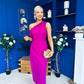 Donna Asymmetric Neckline Midi Dress Orchid