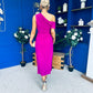Donna Asymmetric Neckline Midi Dress Orchid