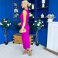 Donna Asymmetric Neckline Midi Dress Orchid