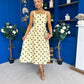 Casia Detailed Midi Dress Polka Yellow