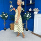 Casia Detailed Midi Dress Polka Yellow