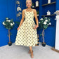 Casia Detailed Midi Dress Polka Yellow
