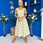 Casia Detailed Midi Dress Polka Yellow
