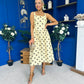 Casia Detailed Midi Dress Polka Yellow