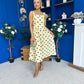 Casia Detailed Midi Dress Polka Yellow