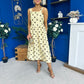 Casia Detailed Midi Dress Polka Yellow