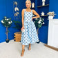 Casia Detailed Midi Dress Polka Blue