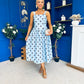 Casia Detailed Midi Dress Polka Blue