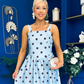 Casia Detailed Midi Dress Polka Blue