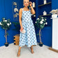 Casia Detailed Midi Dress Polka Blue