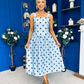 Casia Detailed Midi Dress Polka Blue