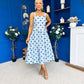 Casia Detailed Midi Dress Polka Blue