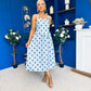 Casia Detailed Midi Dress Polka Blue