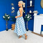 Casia Detailed Midi Dress Polka Blue