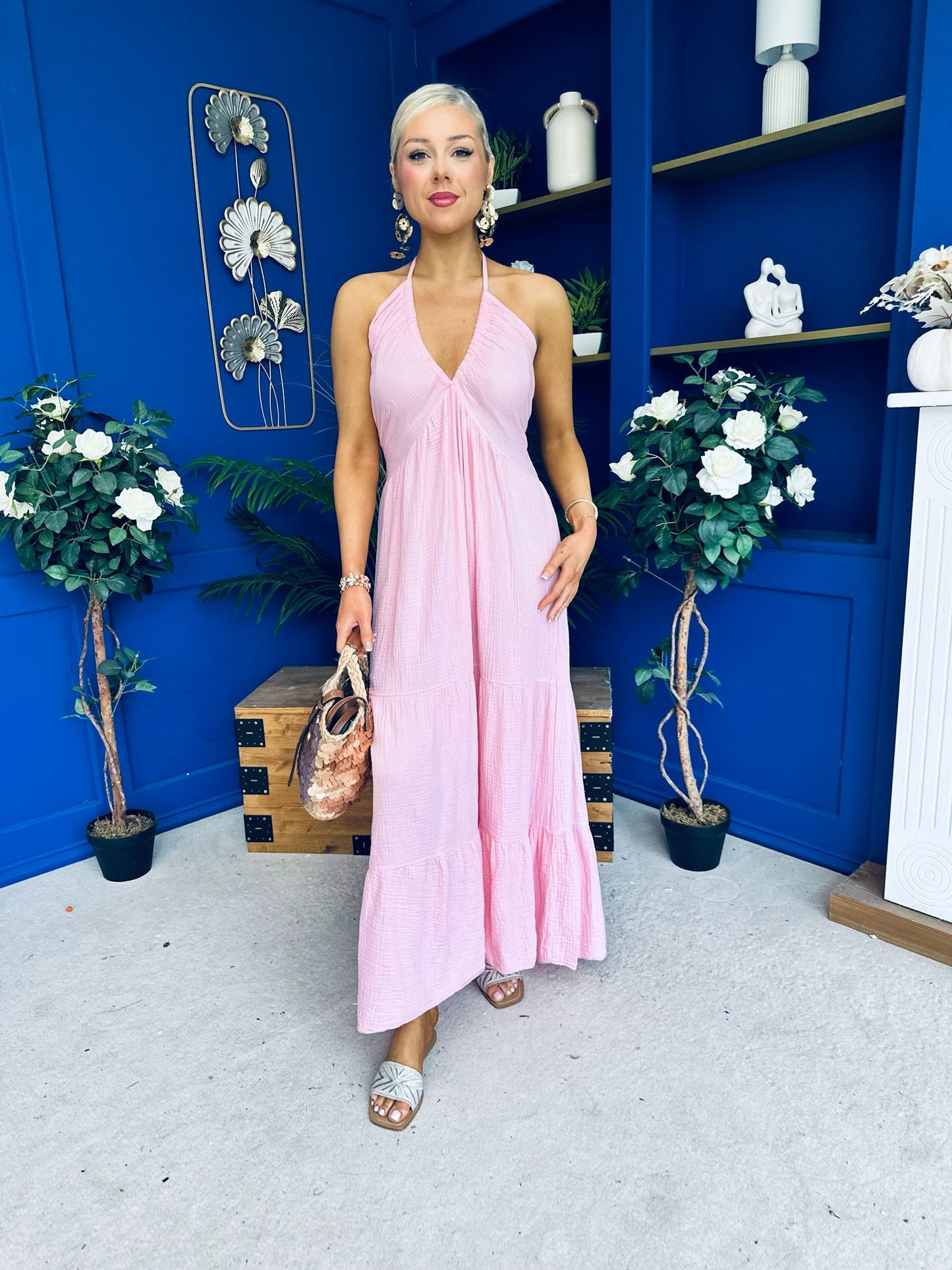Felicity Halterneck Midi Dress Pink
