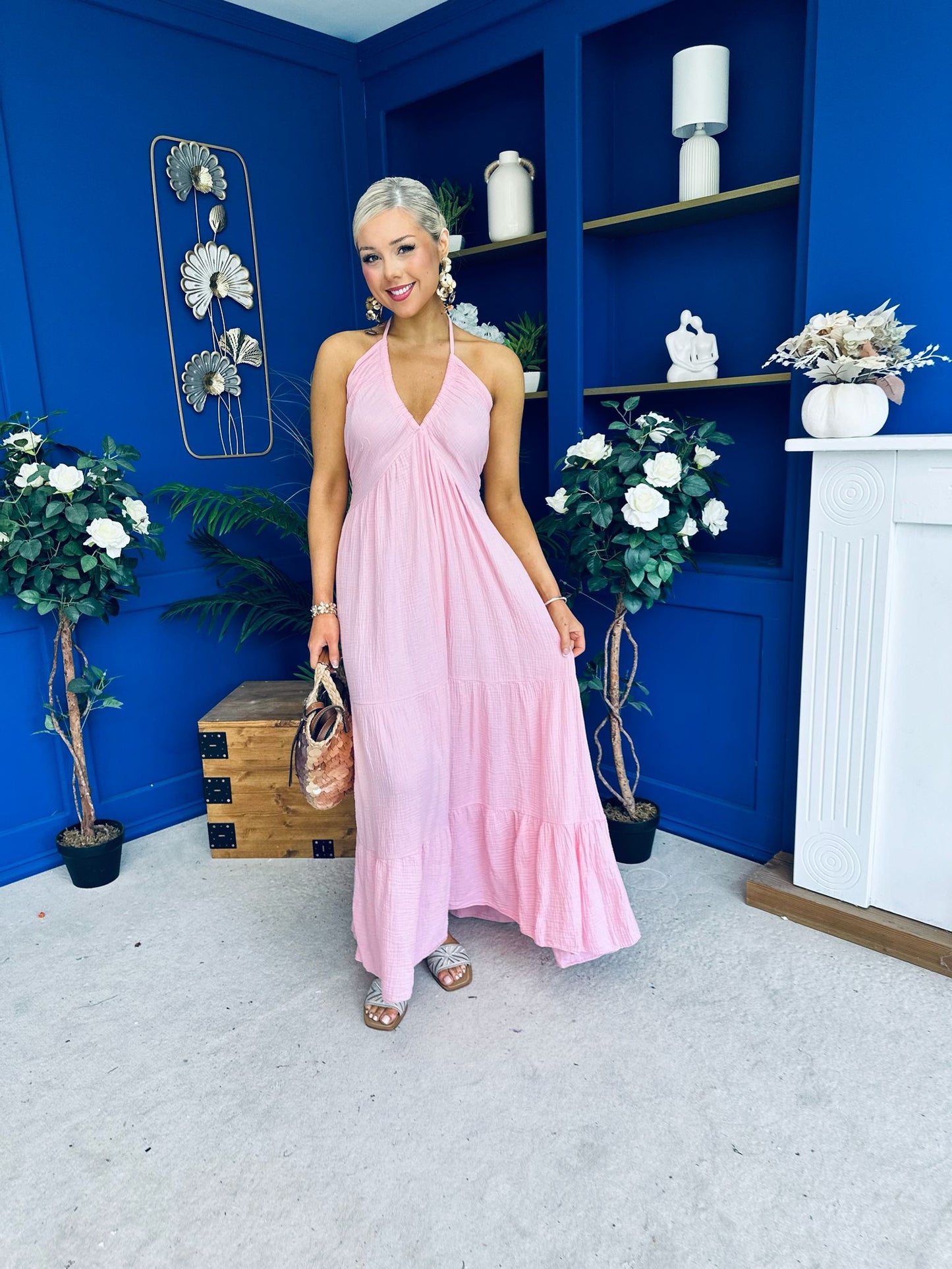 Felicity Halterneck Midi Dress Pink