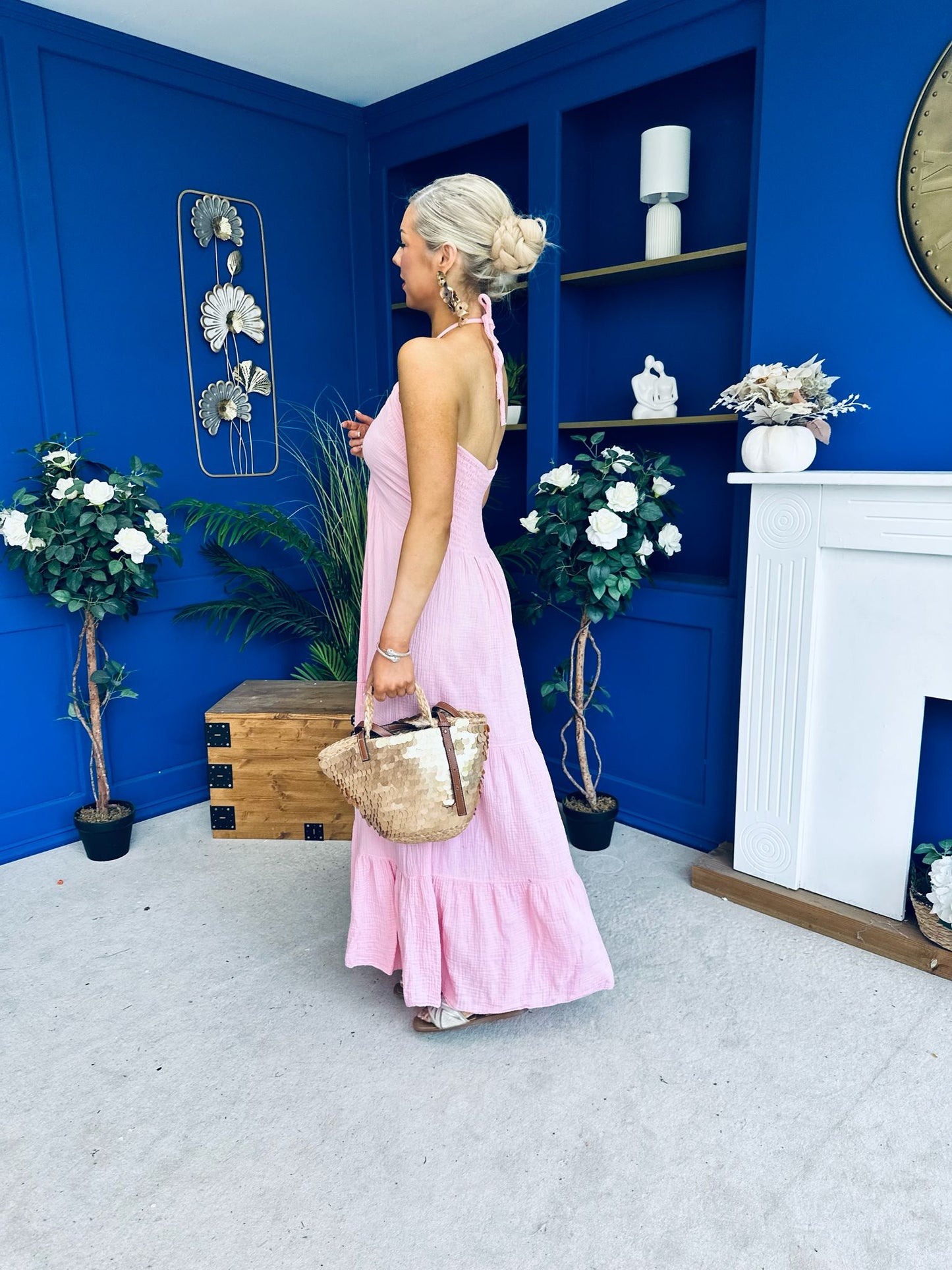 Felicity Halterneck Midi Dress Pink