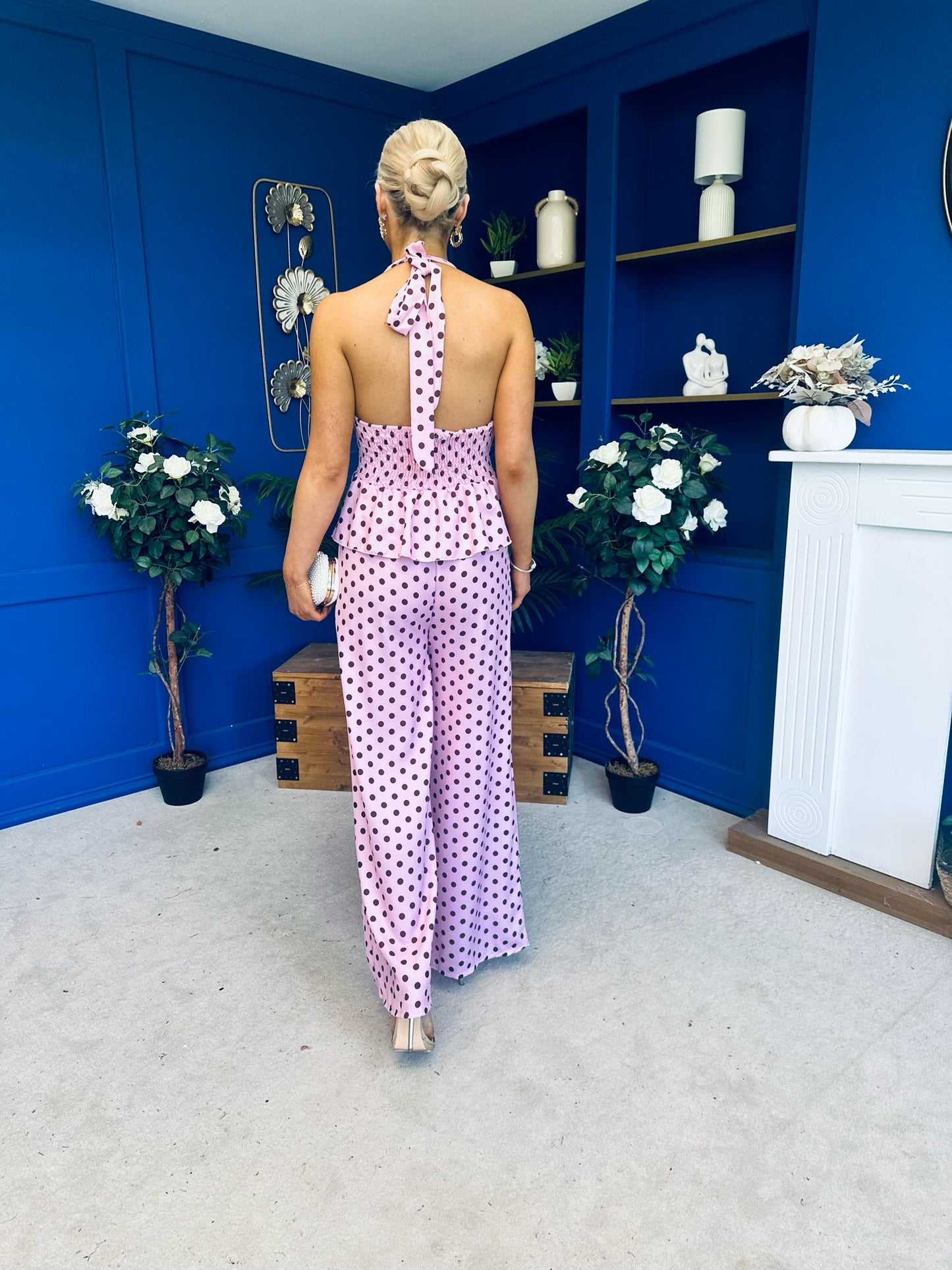 Zoey Top & Trouser Set Polka Pink