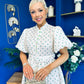 Kamilla Puff Sleeve Shirt Dress Green Polka Cream