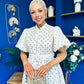 Kamilla Puff Sleeve Shirt Dress Green Polka Cream