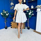 Kamilla Puff Sleeve Shirt Dress Green Polka Cream