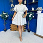Kamilla Puff Sleeve Shirt Dress Green Polka Cream