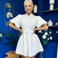 Kamilla Puff Sleeve Shirt Dress Green Polka Cream