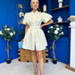 Kamilla Puff Sleeve Shirt Dress Blue Polka Yellow