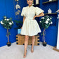Kamilla Puff Sleeve Shirt Dress Blue Polka Yellow