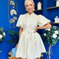Kamilla Puff Sleeve Shirt Dress Blue Polka Yellow