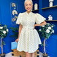 Kamilla Puff Sleeve Shirt Dress Blue Polka Yellow