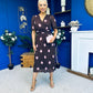 Daire Pleated Midi Dress Pink Polka Choc