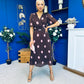 Daire Pleated Midi Dress Pink Polka Choc