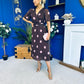 Daire Pleated Midi Dress Pink Polka Choc