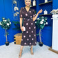 Daire Pleated Midi Dress Pink Polka Choc